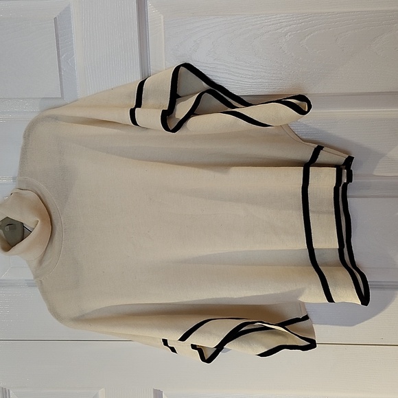 JOSEPH RIBKOFF white and black trim wool blend sweater size 6 - Picture 2 of 5